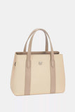 David Jones Canvas Handbag With Leather Trim Beige Taupe