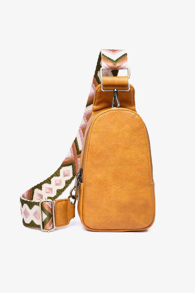 Random Pattern Adjustable Strap : Leather Sling Bag