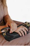 Baby Blair - East West Shoulder Bag, Black Woven Leather - Wear with style