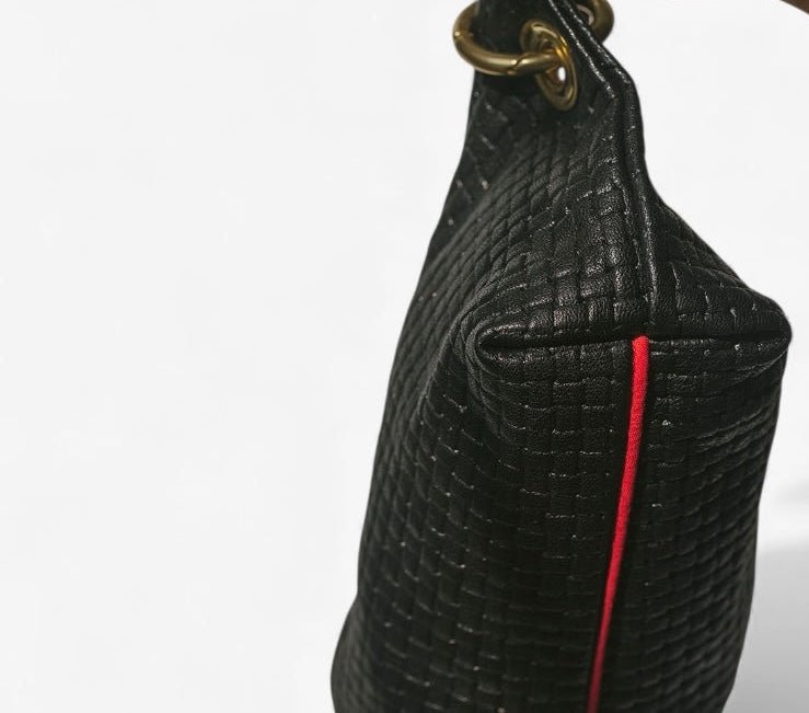 Baby Blair - East West Shoulder Bag, Black Woven Leather - Wear with style