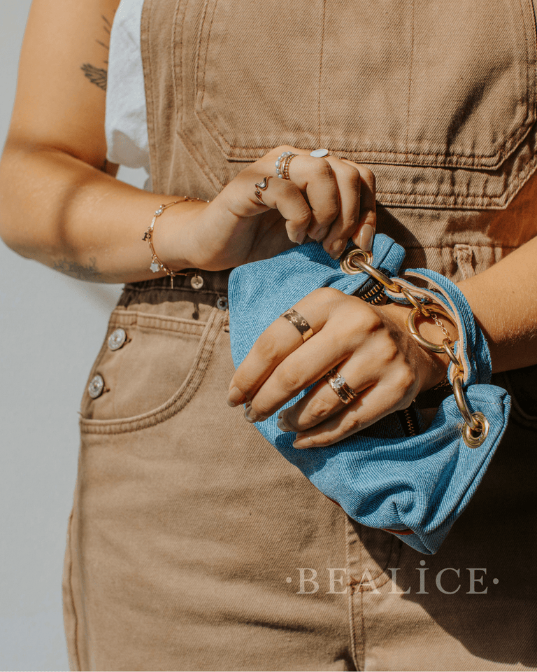 Baby Blair - East West Shoulder Bag, Denim Leather - Wear with style