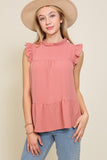 BABYDOLL TOP WITH RUFFLE SLEEVES AND NECKLINE - Wear with style