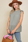 BABYDOLL TOP WITH RUFFLE SLEEVES AND NECKLINE - Wear with style