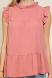 BABYDOLL TOP WITH RUFFLE SLEEVES AND NECKLINE - Wear with style