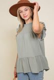 BABYDOLL TOP WITH RUFFLE SLEEVES AND NECKLINE - Wear with style