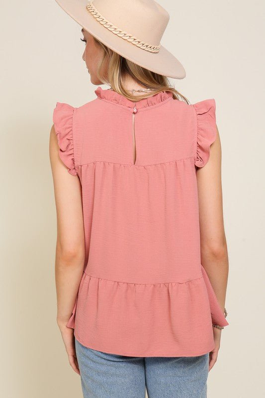 BABYDOLL TOP WITH RUFFLE SLEEVES AND NECKLINE - Wear with style