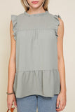 BABYDOLL TOP WITH RUFFLE SLEEVES AND NECKLINE - Wear with style