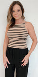 Beachside Tank-Beige/Black - Wear with style