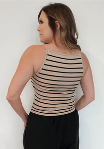 Beachside Tank-Beige/Black - Wear with style