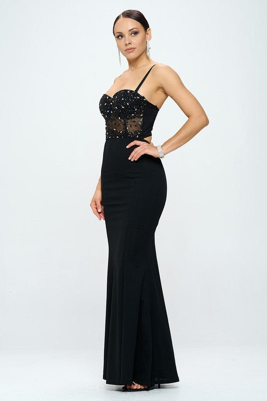 Beaded Bustier Mermaid Maxi Dress - Wear with style