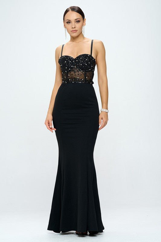 Beaded Bustier Mermaid Maxi Dress - Wear with style