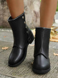 Stylish Buckled Block Heels Boots