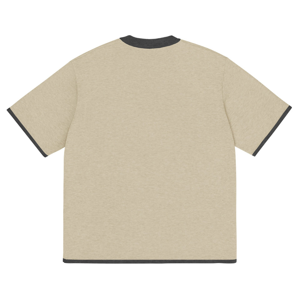 Beige with Charcoal Trim Knitted classic tee - Wear with style