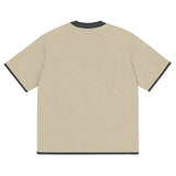 Beige with Charcoal Trim Knitted classic tee - Wear with style