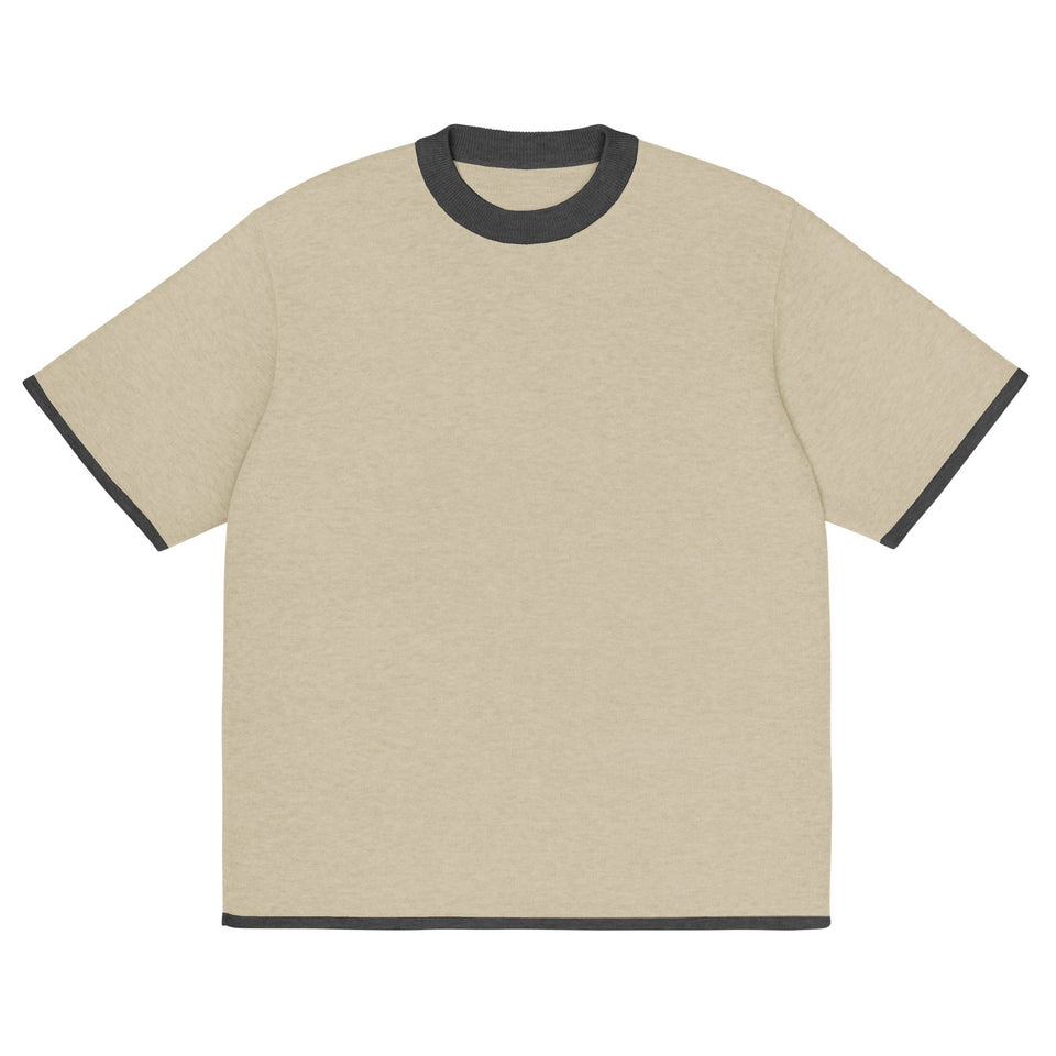 Beige with Charcoal Trim Knitted classic tee - Wear with style