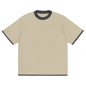 Beige with Charcoal Trim Knitted classic tee - Wear with style