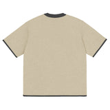 Beige with Charcoal Trim Knitted classic tee - Wear with style