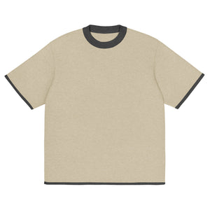 Beige with Charcoal Trim Knitted classic tee - Wear with style
