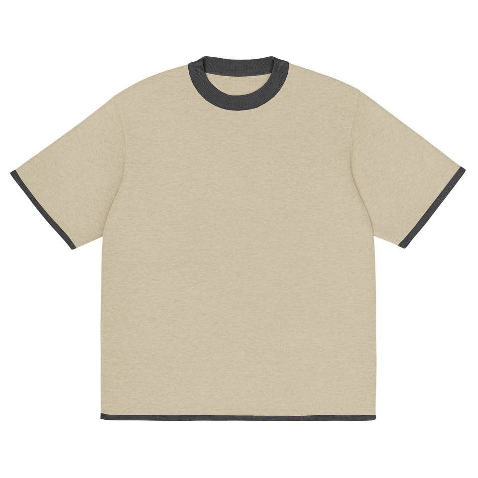 Beige with Charcoal Trim Knitted classic tee - Wear with style