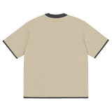 Beige with Charcoal Trim Knitted classic tee - Wear with style
