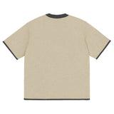 Beige with Charcoal Trim Knitted classic tee - Wear with style