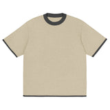 Beige with Charcoal Trim Knitted classic tee - Wear with style