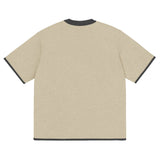 Beige with Charcoal Trim Knitted classic tee - Wear with style
