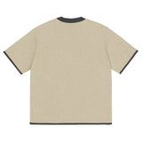 Beige with Charcoal Trim Knitted classic tee - Wear with style