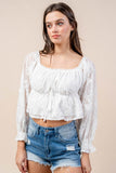 Bella Lace Angelica – 3D Off-Shoulder Floral Blouse in White - Wear with style