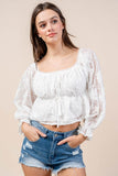 Bella Lace Angelica – 3D Off-Shoulder Floral Blouse in White - Wear with style