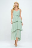 Belted Layered Hem Sleeveless Maxi Dress - Wear with style