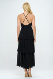 Belted Layered Hem Sleeveless Maxi Dress - Wear with style