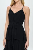 Belted Layered Hem Sleeveless Maxi Dress - Wear with style