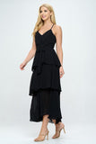 Belted Layered Hem Sleeveless Maxi Dress - Wear with style