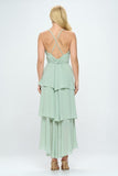 Belted Layered Hem Sleeveless Maxi Dress - Wear with style