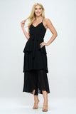 Belted Layered Hem Sleeveless Maxi Dress - Wear with style