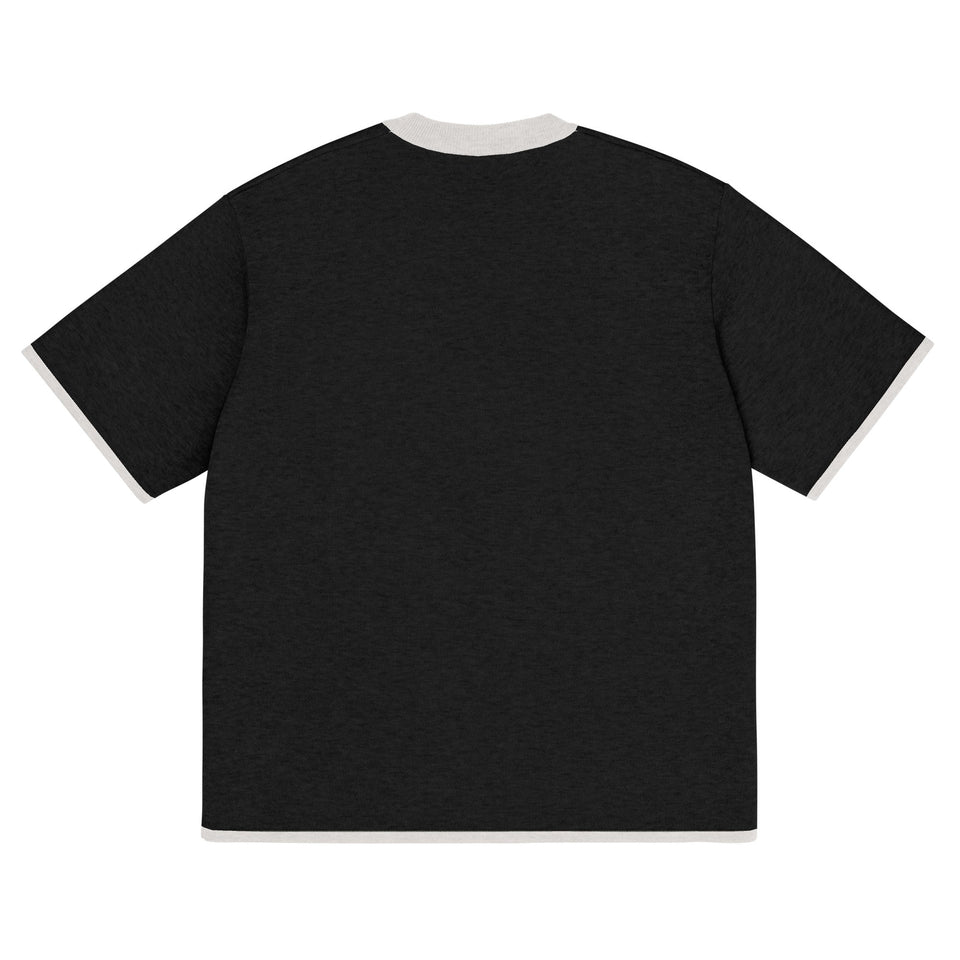 Black with Bone Trim Knitted classic tee - Wear with style