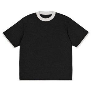 Black with Bone Trim Knitted classic tee - Wear with style