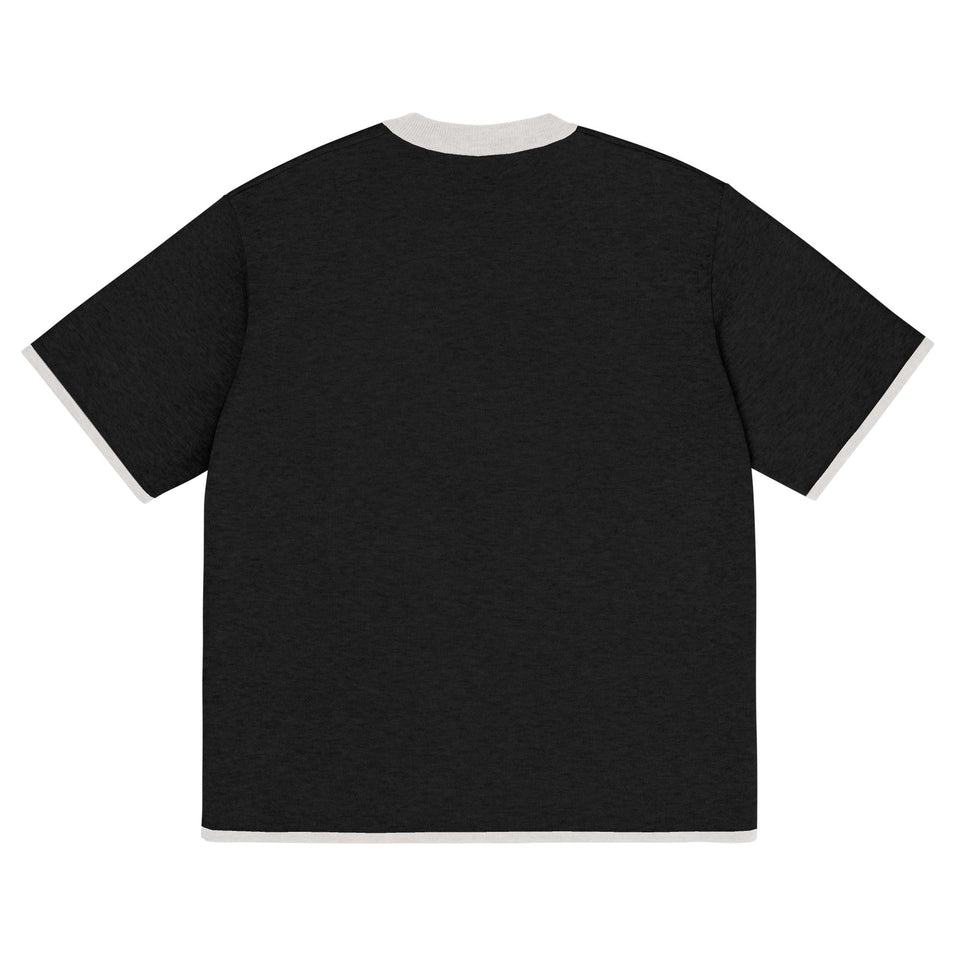 Black with Bone Trim Knitted classic tee - Wear with style
