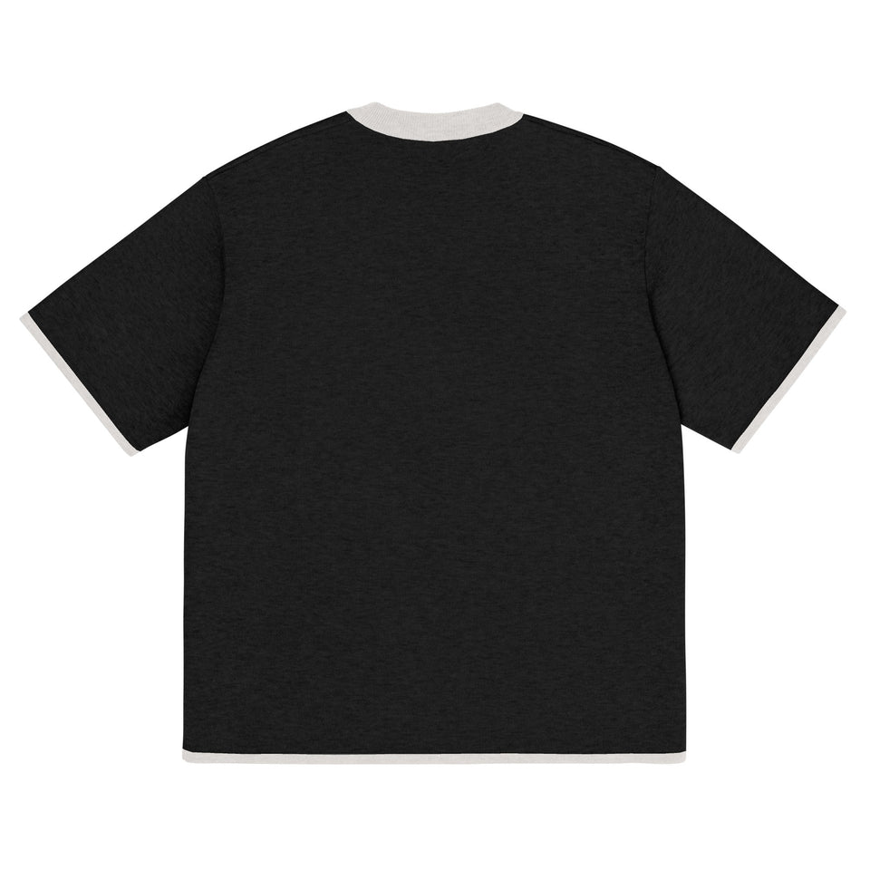 Black with Bone Trim Knitted classic tee - Wear with style