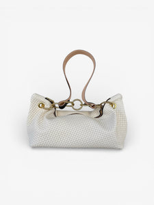 Blair - East West Shoulder Bag, Cream Woven Leather - Wear with style