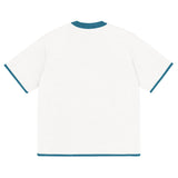 Bleach White with Aqua Blue Trim Knitted classic tee - Wear with style
