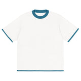 Bleach White with Aqua Blue Trim Knitted classic tee - Wear with style