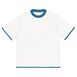 Bleach White with Aqua Blue Trim Knitted classic tee - Wear with style