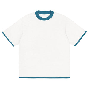 Bleach White with Aqua Blue Trim Knitted classic tee - Wear with style