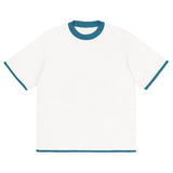Bleach White with Aqua Blue Trim Knitted classic tee - Wear with style