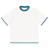Bleach White with Aqua Blue Trim Knitted classic tee - Wear with style