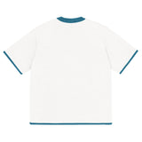 Bleach White with Aqua Blue Trim Knitted classic tee - Wear with style
