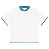 Bleach White with Aqua Blue Trim Knitted classic tee - Wear with style