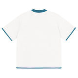 Bleach White with Aqua Blue Trim Knitted classic tee - Wear with style